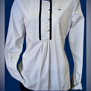 Lacoste NWOT Blouse cotton lightweight Navy & white stripes